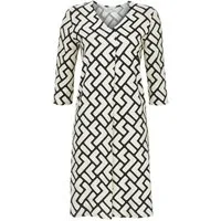 Chérie Line Sommerkleid im grafischen Dessin, mit V-Ausschnitt, Kellerfalte und 3/4 Arm 50% Baumwolle 50% Modal