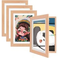 LA CUTE Bilderrahmen zum Basteln 4er Set Kinderbilderrahmen befüllbar Frontöffnung sicher aufbewahren, für 150 Bilder (Befüllbare Fotorahmen für Kinderkunstwerke bis zu Din A4 150 Blatt, 4 St), Vierer Set Kinderzeichnungen, befüllbar mit Frontöffnung