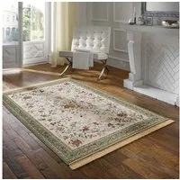 TaraCarpet Teppich Palazzo Royal Antique Roses Bordüre, rechteckig, Höhe: 6 mm, Bordüre Seiden Optik B.grün Wohnzimmer Schlafzimmer Esszimmer 95x140