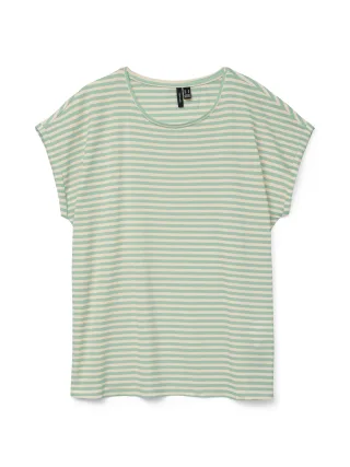 VERO MODA - VMAVA SS TOP STRIPE JRS NOOS Birds Egg Green - Gr. - M