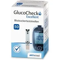 GlucoCheck Blutzucker-Teststreifen GlucoCheck Excellent Blutzuckerteststreifen, 50 Stück, 50-tlg.