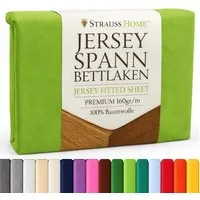 Strauss Home Spannbettlaken Premium 160 g/m² Gekämmte Baumwolle Jersey in Hotelqualität, Gummizug: Rundumgummi, OEKO-TEX®-zertifiziert - Hotelqualität – Formstabil & Langlebig