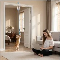 PawHut Tier-Intelligenzspielzeug USB-Aufladbare Türhängende Hüpfende Maus, ABS, Interaktives Katzenspielzeug (1-tlg) für Katzen, 24,1 x 13,8 x 6,6 cm Weiß