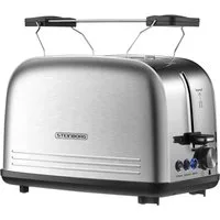 STEINBORG Toaster SB-2071, 2 kurze Schlitze, für 2 Scheiben, 850 W, Edelstahl Gehäuse,Brötchenaufsatz,Krümelschublade