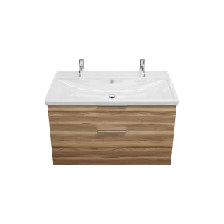 Burgbad Keramik Waschtisch-Set Eqio Frassino Dekor Cappuccino/Alpinweiss, SEYR103F3437C0001 SEYR103F3437C0001