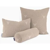 SCHÖNER LEBEN. Dekokissen SCHÖNER LEBEN. Kissenhülle Jacquard Hirschkopf Geweih beige hellbeige