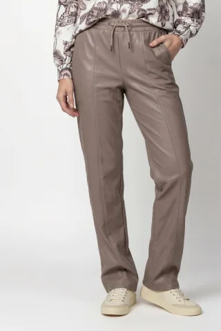 monari - Straight Leg Hose aus Lederimitat taupe - Gr. - 40