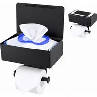 ibettertec Toilettenpapierhalter Klopapierhalter edelstahl Feuchttücherbox, selbstklebend oder Bohren (WC Papier Halterung mit 21 cm Ablage,Storage rack,tissue rack, Großes Fassungsvermögen, geräuscharm, stabil), Wandmontierter WC Rollenhalter aus Ed