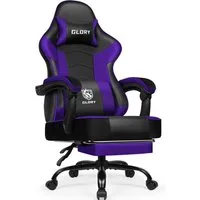 Hiazurm Gaming-Stuhl Gaming Stuhl, Bürostuhl Ergonomisch Wippfunktion bis zu 170° (Gaming Chair mit Fußstütze, 10 cm Höhenverstellung), Verstellbarem Lenden- & Kopfkissen, Gamer Stuhl 150kg Belastbarkeit