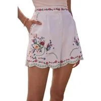 Love & Roses Shorts Love & Roses Shorts mit Blumenstickerei, Kurzgröße (1-tlg)