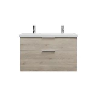Burgbad Keramik Waschtisch-Set Eqio Eiche Dekor Flanelle/Alpinweiss, SEYR103F2632C0001 SEYR103F2632C0001