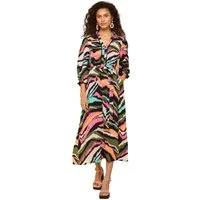 Love & Roses Midikleid Love & Roses Midi-Hemdblusenkleid, Zackenlitze (1-tlg)