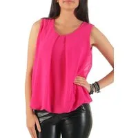 malito more than fashion Chiffonbluse malito Damen Bluse ärmellos 6879 Blusentop mit Rundhals-Ausschnitt