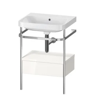 Duravit Happy D.2 Plus c-shaped Set mit Metallkonsole und Schubkasten Weiß Hochglanz 575x490x850 mm  HP4840N2222
