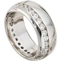 JOBO Silberring, breit 925 Silber mit Zirkonia rundum