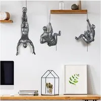 MOPUEA Wanddekoobjekt Wanddeko Kletterer 3er Set 3D Wandschmuck Wandfiguren (3 St), Moderne Kunst Skulptur Resin Bronze Optik Wohnzimmer