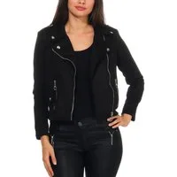 malito more than fashion Lederimitatjacke malito Damen Jacke, Velours Jacke, Biker Jacke mit Reißverschluss, Bikerjacke Slim Fit mit Reversekragen