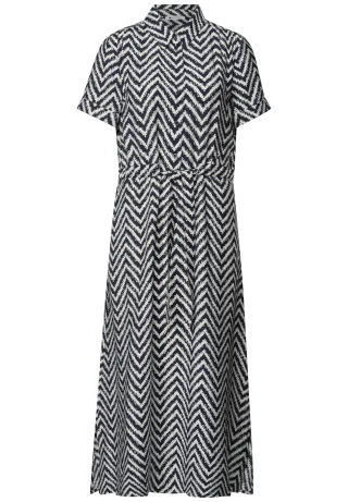 Street One - Midi-Kleid mit Zick-Zack-Muster deep blue - Gr. - 38