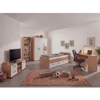 arthur berndt Jugendzimmer-Set Bente Jugendzimmer Set 5 teilig, (5-tlg., 5tlg -Schrank, Bett, Schreibtisch, Sideboard, Standregal), Stauraumstark, pflegeleicht, zeitlos, Made in Germany