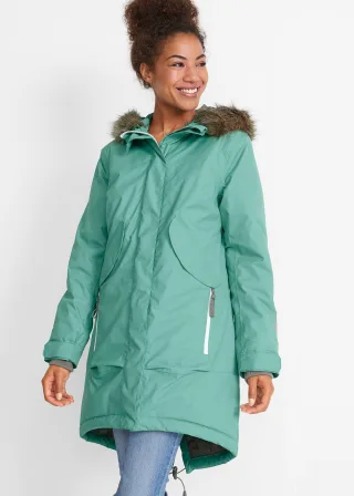 bonprix Wasserdichter Funktionsmantel, grün, Gr.42, Funktionale Thermo-Regenjacke aus wind- und wasserfestem Material mit verschließbaren Taschen