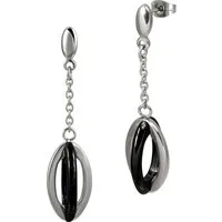 Amello Paar Ohrhänger Amello Ohrringe Edelstahl Keramik (Ohrhänger), Damen Ohrhänger Ellipse Edelstahl (Stainless Steel), in silberfarben