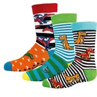 Wowerat ABS-Socken 3 Paar Kinder Stoppersocken Dinos, Vollfrottee ABS Kindersöckchen