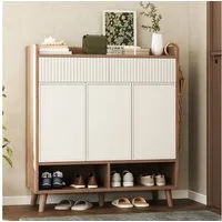 Merax Schuhschrank Sideboard mit 3 Türen, 2 Schubladen und Holzbeinen (1-St., Schuhkommode in Holz-Optik) Kommode ideal für Diele & Flur