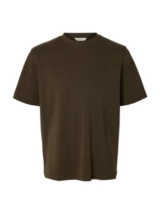 Selected - Basic T-Shirt braun - Gr. - M