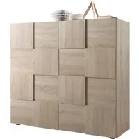 Home affaire Highboard Dama Höhe 111 cm, Breite 121 cm, Kommode 2 Türen, Hochkommode, Front in 3D-Optik, viel Stauraum, verschiedene Farben
