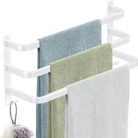 JEOBEST Handtuchhalter Handtuchstangen Aluminium mit Haken Einziehbar 50CM, 3 Tier., Handtuchstange Bad Wandmontage, Ohne Bohren