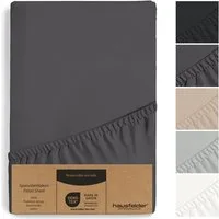 Hausfelder Spannbettlaken Topper Bettlaken 90/100x200 cm, bis 15 cm Matratzenhöhe, Anthrazit, Jersey-Baumwolle, Gummizug: rundum, (1 Stück), verschiedene Farben und Größen