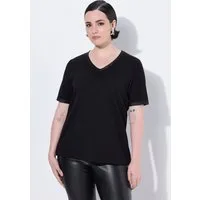 Ulla Popken T-Shirt T-Shirt Rippjersey Satinkante Slim Fit