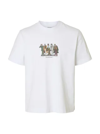 SELECTED MEN - SLHPETE LICENSE SS O-NECK TEE bright white - Gr. - S