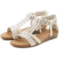 LASCANA Sommerschuh, Sandalette Sandale mit Glitzersteinen und kleinem Keilabsatz im Festival-Look VEGAN