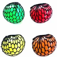 HAC24 Spielball Quetschball im Netz Stressball Anti Stress Ball Knautschball Knetball (Set, 4-St), grün, rot gelb und orange