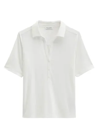 Marc OPolo Casual - Jersey-Poloshirt mit V-Ausschnitt weiß - Gr. - L