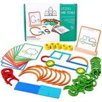 CLTYQ Lernspielzeug Montessori-Spielzeug Holz-Muster-Bauspiel,diverse Formen zum einpassen, Kinder, Blocks Und Brettchen mit Vorlagen, Konstruktionsspielzeug