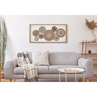 MF Wanddekoobjekt Wandobjekt Nara Mandala Boho Natur Bast Relief 70x35cm (1 St)