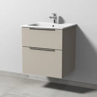 Sanipa 3way Waschtischunterbau zu Geberit Renova Plan Slim Waschtisch mit 2 Auszügen, Kaschmir-Matt UP6851U