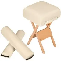 tectake Hocker Sitzhocker mit 2 Lagerungsrollen, aus Holz und Kunstleder