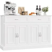 Homfa Sideboard Breite 140cm Küchenschrank Buffetschrank, mit Arbeitsplatte, verstellbaren Regalen, 140x39,5x92,5cm