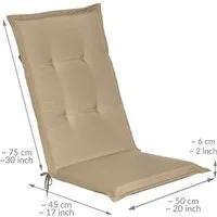 Beautissu Hochlehnerauflage Gartenstuhlauflage Loft HL Natur, 120x50x6cm, Polster Auflage, Sitzpolster & Sitzkissen für Hochlehner Gartenmöbel