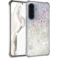 EAZY CASE Handyhülle Liquid Glittery Case für Samsung Galaxy A57 6,7 Zoll, Kratzfeste Silikonhülle stoßfestes Back Cover Phone Case Etui Silber