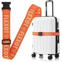 Flexot Koffergurt Koffergurt mit Clip-Schnalle, verstellbare Länge, Namensschild, Flexibel anpassbarer und stabiler Gurt mit praktischer Schnalle