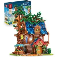 Reobrix Reobrix 66008 Baumhaus - European Century - LED-Beleuchtung Konstruktionsspielsteine, (2566 St)