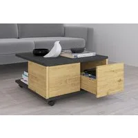 FMD Couchtisch Twin, Schubladen als Push-to-open, viel Staur., mit Rollen, Breite: 70 cm