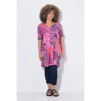 Ulla Popken Longshirt T-Shirt Patchmuster A-Linie Tunika-Ausschnitt