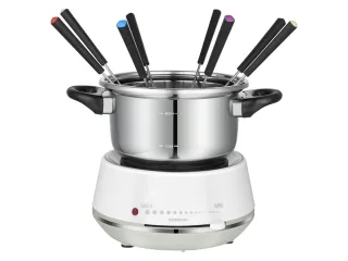 MELISSA Fondue-Set 16310230, 1200 W, 2 L, 8 Fonduegabel, Edelstahl, weiß