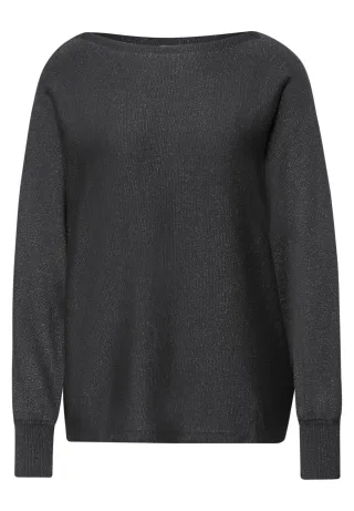 Street One - Glitzernder Dolman Pullover gravel grey mel. - Gr. - 34