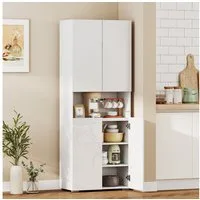 HOMCOM Küchenbuffet Soft-Close-Funktion Sideboard (Hochschrank, 1-St., Küchenschrank) für Esszimmer, Hochglanz Weiß 68x34x180cm